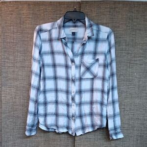 Universal Thread Gray and White Plaid Shirt